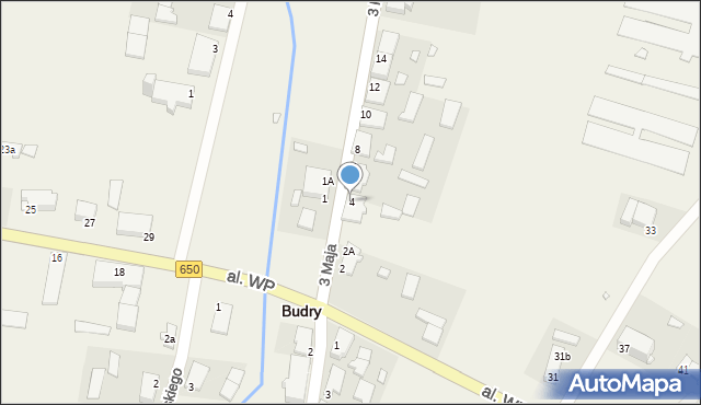 Budry, 3 Maja, 4, mapa Budry