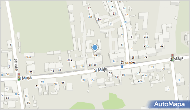 Chorzów, 3 Maja, 36A, mapa Chorzów