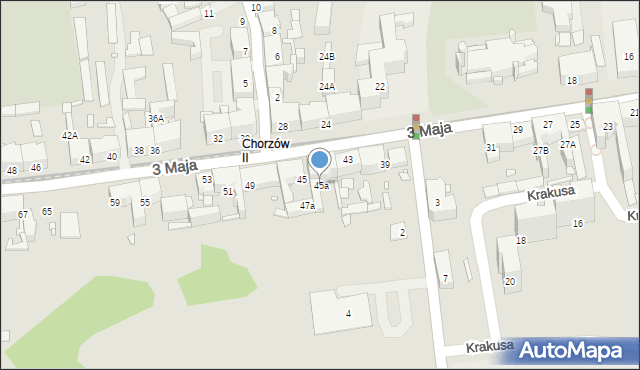 Chorzów, 3 Maja, 45a, mapa Chorzów