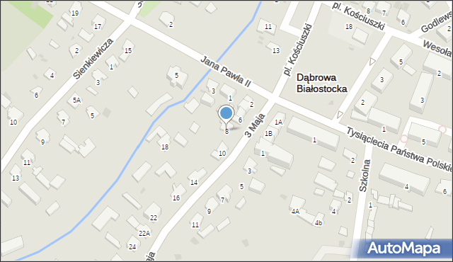 Dąbrowa Białostocka, 3 Maja, 8, mapa Dąbrowa Białostocka