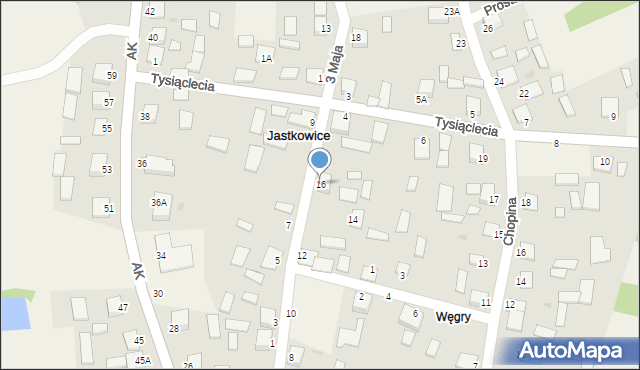 Jastkowice, 3 Maja, 16, mapa Jastkowice