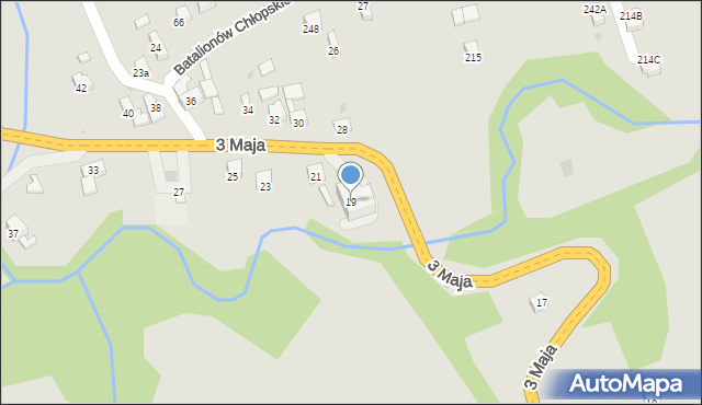 Jordanów, 3 Maja, 19, mapa Jordanów