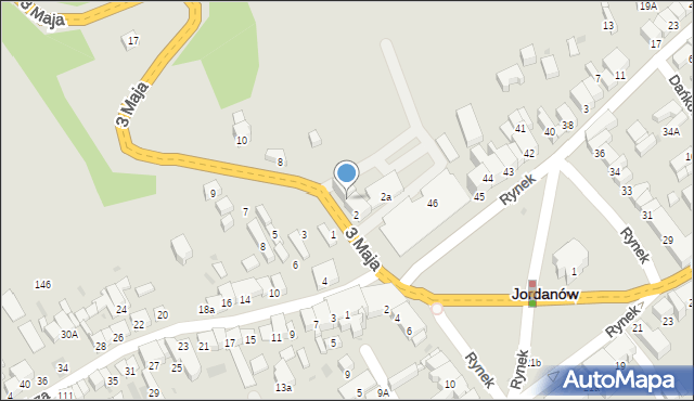 Jordanów, 3 Maja, 4, mapa Jordanów