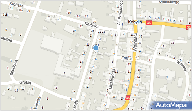 Kobylin, 3 Maja, 28, mapa Kobylin