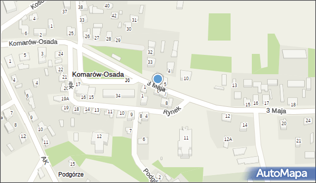 Komarów-Osada, 3 Maja, 6, mapa Komarów-Osada