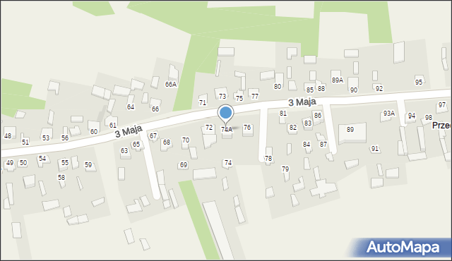 Komarów-Osada, 3 Maja, 74A, mapa Komarów-Osada