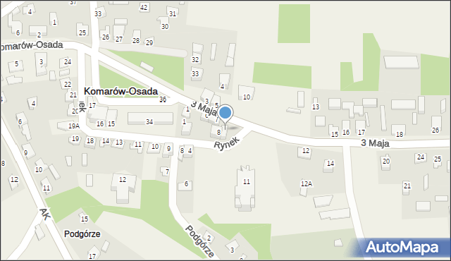 Komarów-Osada, 3 Maja, 9, mapa Komarów-Osada