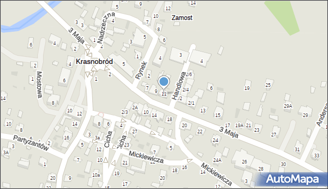 Krasnobród, 3 Maja, 11, mapa Krasnobród