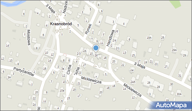 Krasnobród, 3 Maja, 14, mapa Krasnobród