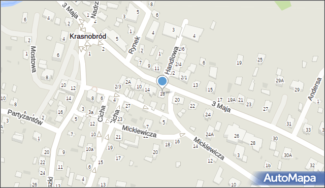 Krasnobród, 3 Maja, 18, mapa Krasnobród