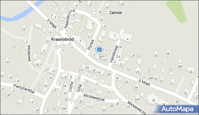 Krasnobród, 3 Maja, 9, mapa Krasnobród