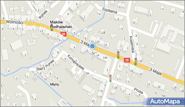 Maków Podhalański, 3 Maja, 12a, mapa Maków Podhalański