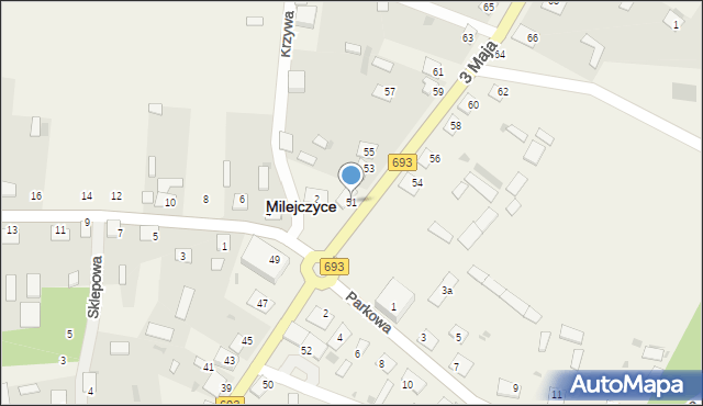 Milejczyce, 3 Maja, 51, mapa Milejczyce