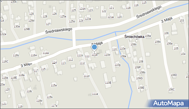 Myślenice, 3 Maja, 111a, mapa Myślenice