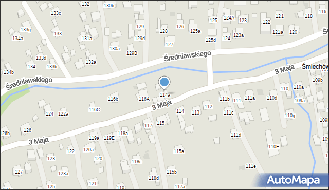 Myślenice, 3 Maja, 114a, mapa Myślenice