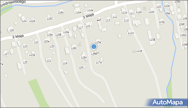 Myślenice, 3 Maja, 115b, mapa Myślenice