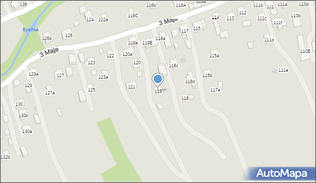 Myślenice, 3 Maja, 119, mapa Myślenice