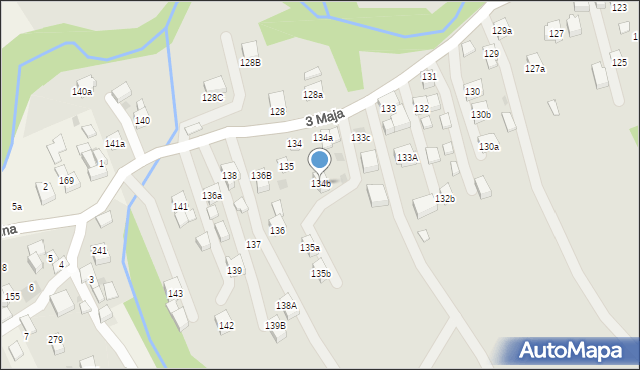 Myślenice, 3 Maja, 134b, mapa Myślenice