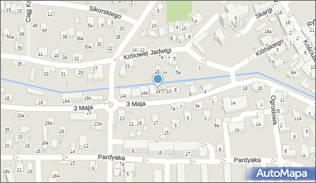 Myślenice, 3 Maja, 14, mapa Myślenice