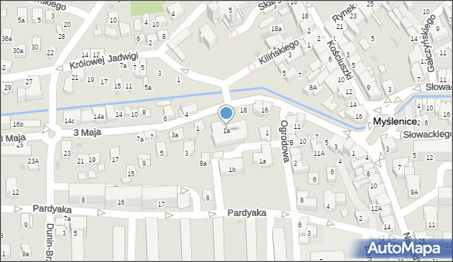 Myślenice, 3 Maja, 1a, mapa Myślenice