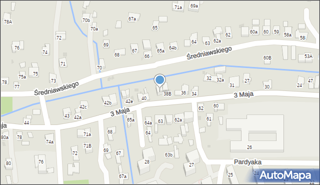 Myślenice, 3 Maja, 38a, mapa Myślenice