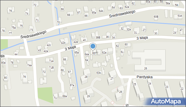 Myślenice, 3 Maja, 63, mapa Myślenice