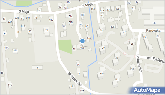 Myślenice, 3 Maja, 69a, mapa Myślenice