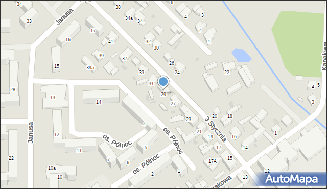 Nowy Tomyśl, 3 Stycznia, 29, mapa Nowy Tomyśl