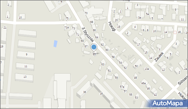 Nowy Tomyśl, 3 Stycznia, 65, mapa Nowy Tomyśl