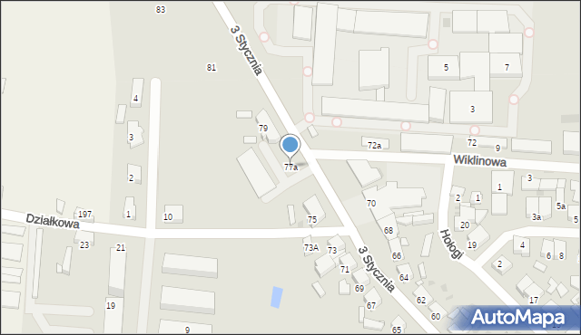 Nowy Tomyśl, 3 Stycznia, 77a, mapa Nowy Tomyśl