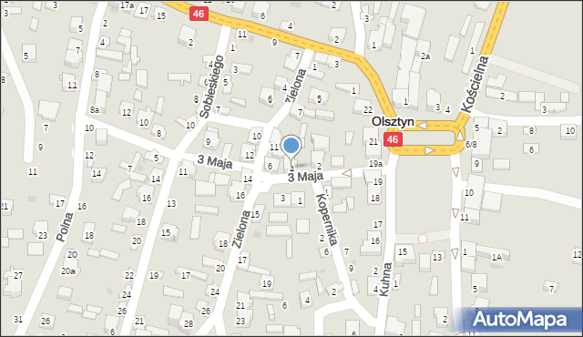 Olsztyn, 3 Maja, 4, mapa Olsztyna