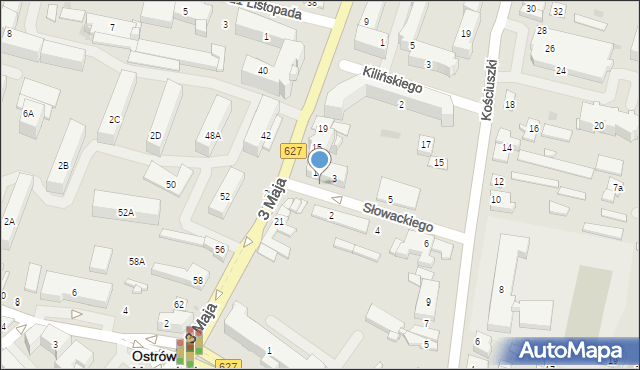 Ostrów Mazowiecka, 3 Maja, 17a, mapa Ostrów Mazowiecka