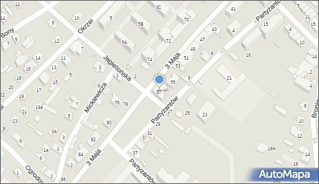 Ostrów Mazowiecka, 3 Maja, 57, mapa Ostrów Mazowiecka