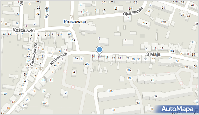 Proszowice, 3 Maja, 14, mapa Proszowice