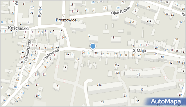 Proszowice, 3 Maja, 16, mapa Proszowice