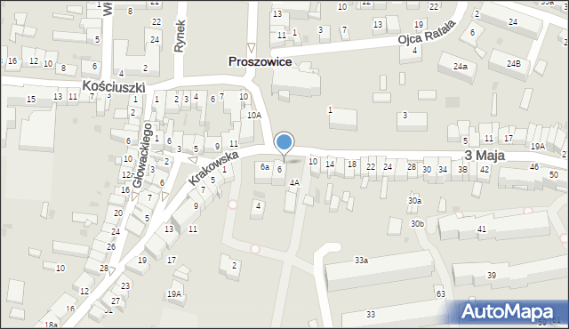 Proszowice, 3 Maja, 4, mapa Proszowice