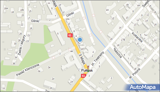 Pułtusk, 3 Maja, 4B, mapa Pułtusk