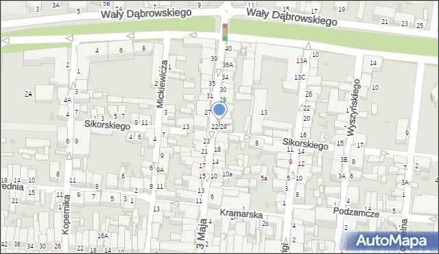 Rawicz, 3 Maja, 22/24, mapa Rawicz