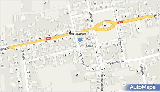 Rostarzewo, 3 Maja, 1, mapa Rostarzewo