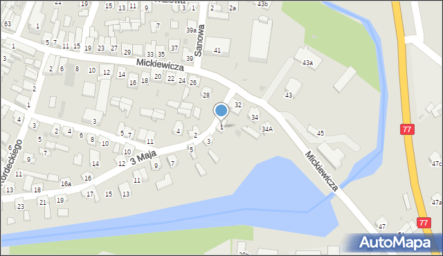 Rudnik nad Sanem, 3 Maja, 1, mapa Rudnik nad Sanem