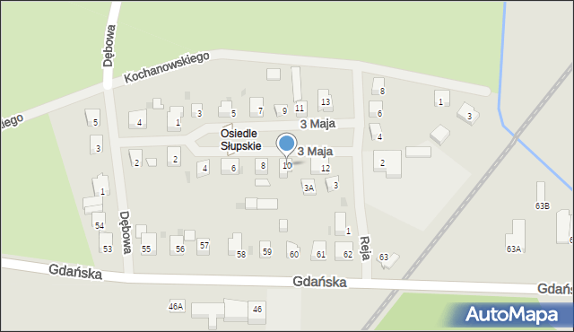 Sławno, 3 Maja, 10, mapa Sławno