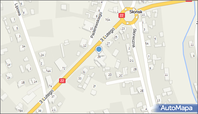 Słońsk, 3 Lutego, 29, mapa Słońsk