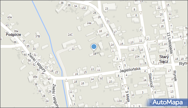 Stary Sącz, 3 Maja, 18, mapa Stary Sącz