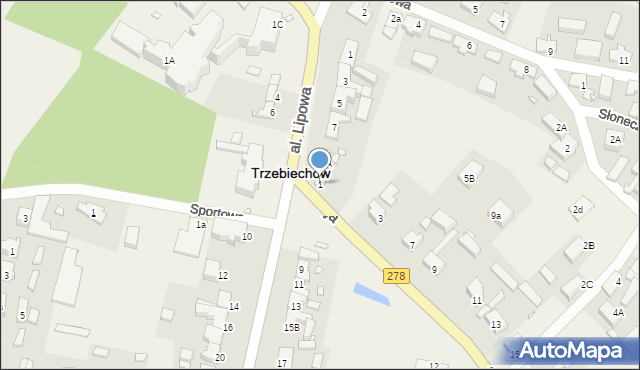 Trzebiechów, 3 Maja, 1, mapa Trzebiechów