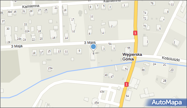 Węgierska Górka, 3 Maja, 5, mapa Węgierska Górka