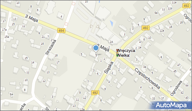 Wręczyca Wielka, 3 Maja, 3, mapa Wręczyca Wielka