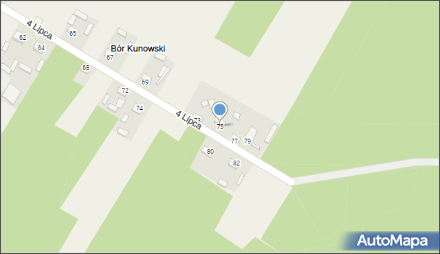 Bór Kunowski, 4 Lipca, 75, mapa Bór Kunowski