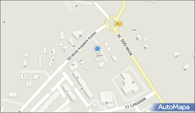 Kleczew, 50-lecia Kopalni Konin, 10, mapa Kleczew