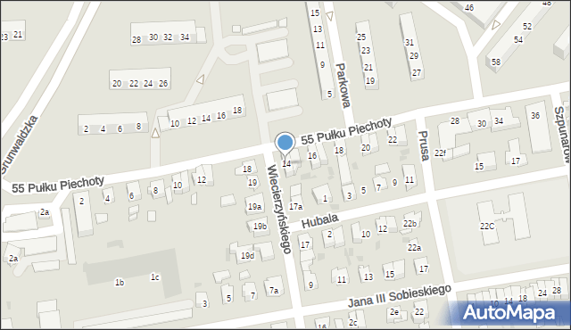 Leszno, 55. Pułku Piechoty, 14, mapa Leszno