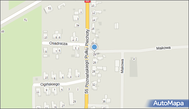 Wschowa, 55 Poznańskiego Pułku Piechoty, 24, mapa Wschowa